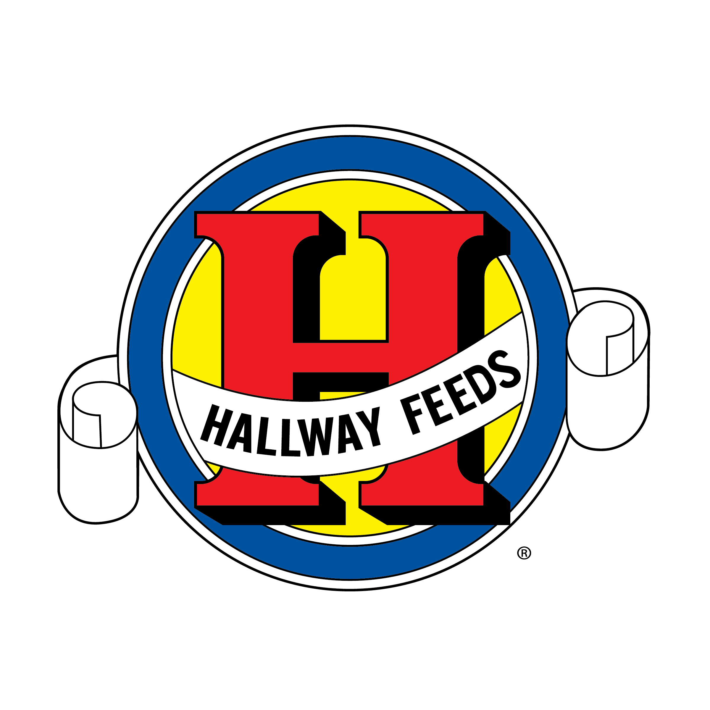 A logo of the company hallway feeds.